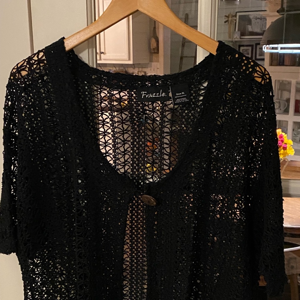 Black Frazzle Sweater, Light Weight Wrap